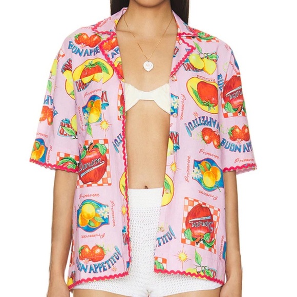 Damson Madder Chlo Shirt in Fruit Labels - Picture 2 of 7